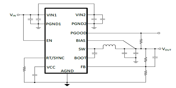 3.5V-40V输入，6A，高效同步降压型DCDC变换器